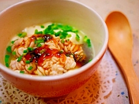 簡単おつまみ~♪白子温奴のジュレポン酢がけ